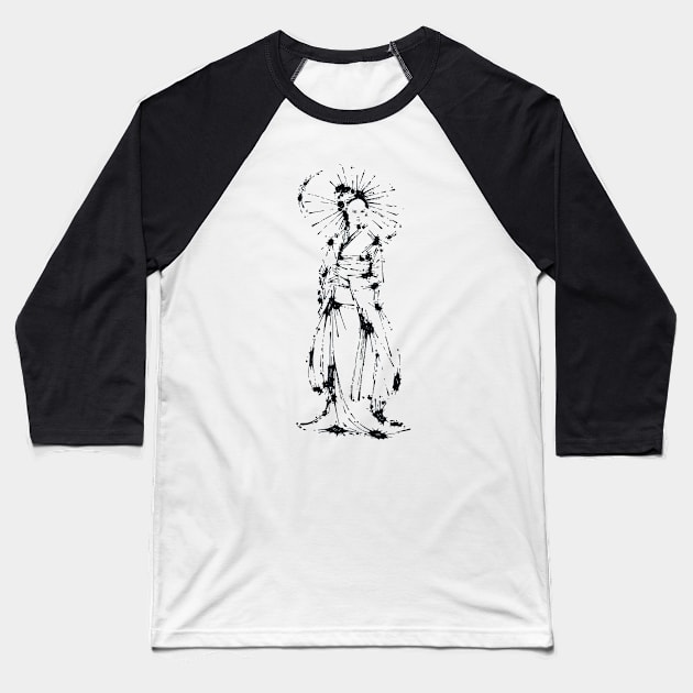 Splaaash Series - Kimono Girl Ink Baseball T-Shirt by Dagui